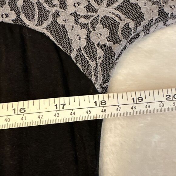 FREE PEOPLE COLD SHOULDER DRESS ROCKER DRESS BLACK W/GRAY LACE & TIE SHOULDERS L - Picture 5 of 6